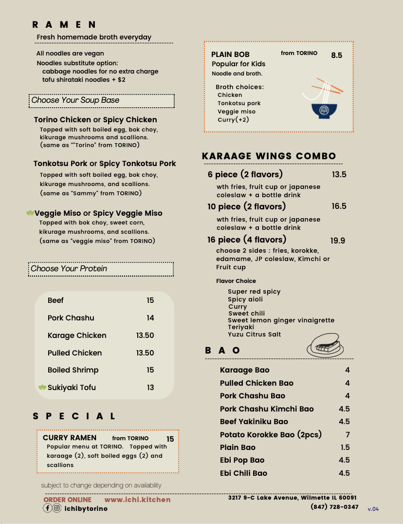 Menu — ICHI by TORINO